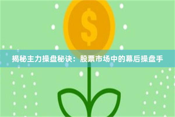 揭秘主力操盘秘诀：股票市场中的幕后操盘手